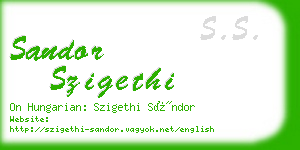 sandor szigethi business card